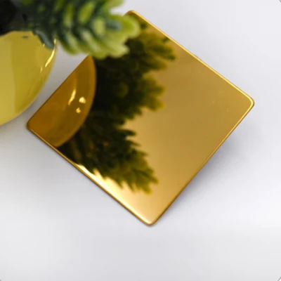 آینه ورق فولادی ضد زنگ رنگ تیتانیوم با روکش رنگی طلایی پایان سفارشی کردن اندازه