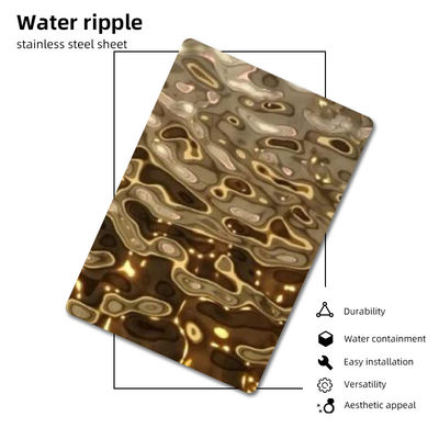 ورق استیل ضد زنگ آب ریپل شامپاین طلایی رنگ 0.3mm ضخامت 0.4mm