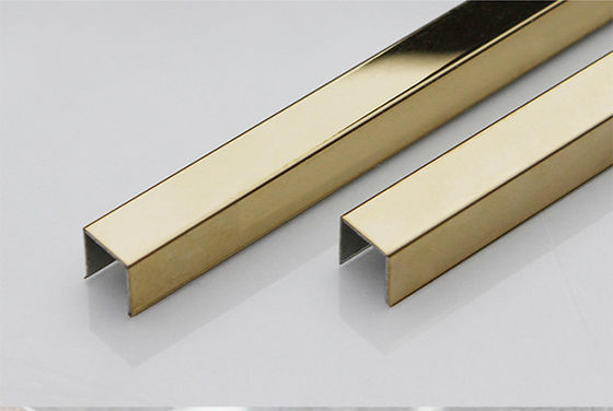 روکش کاشی استیل 316 طلایی 20 میلی متر U شکل آینه به ضخامت 0.5 میلی متر تا 3 میلی متر